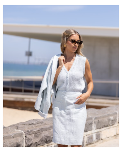 Tweed Linen Skirt | Sea Foam