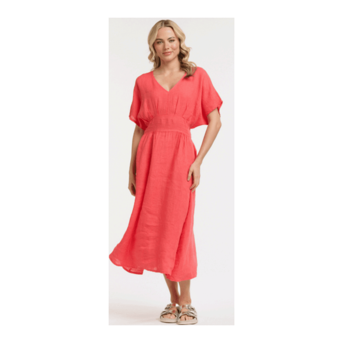 Turin Linen Dress | Coral | Urban Luxury