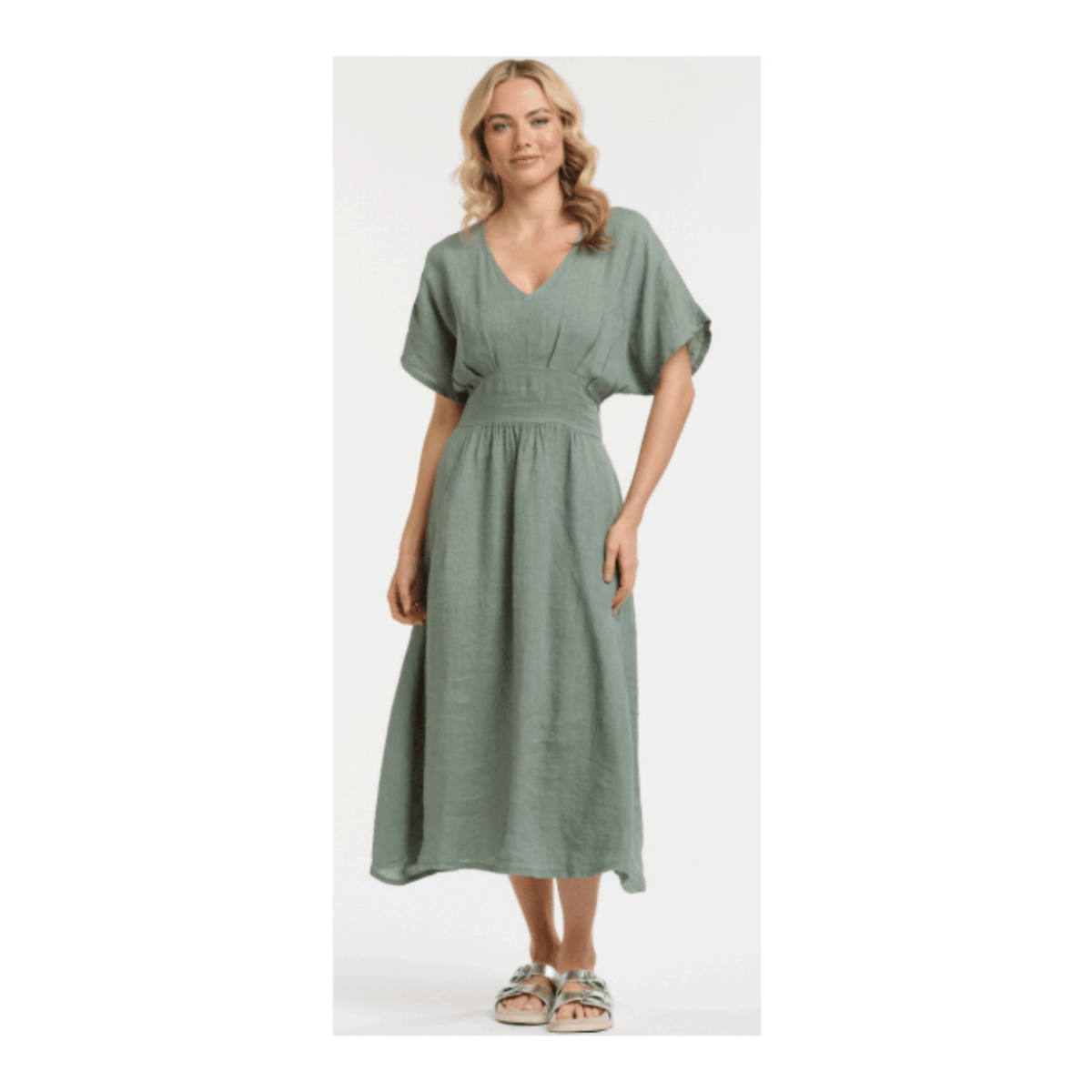 Turin Linen Dress | Sage | Urban Luxury