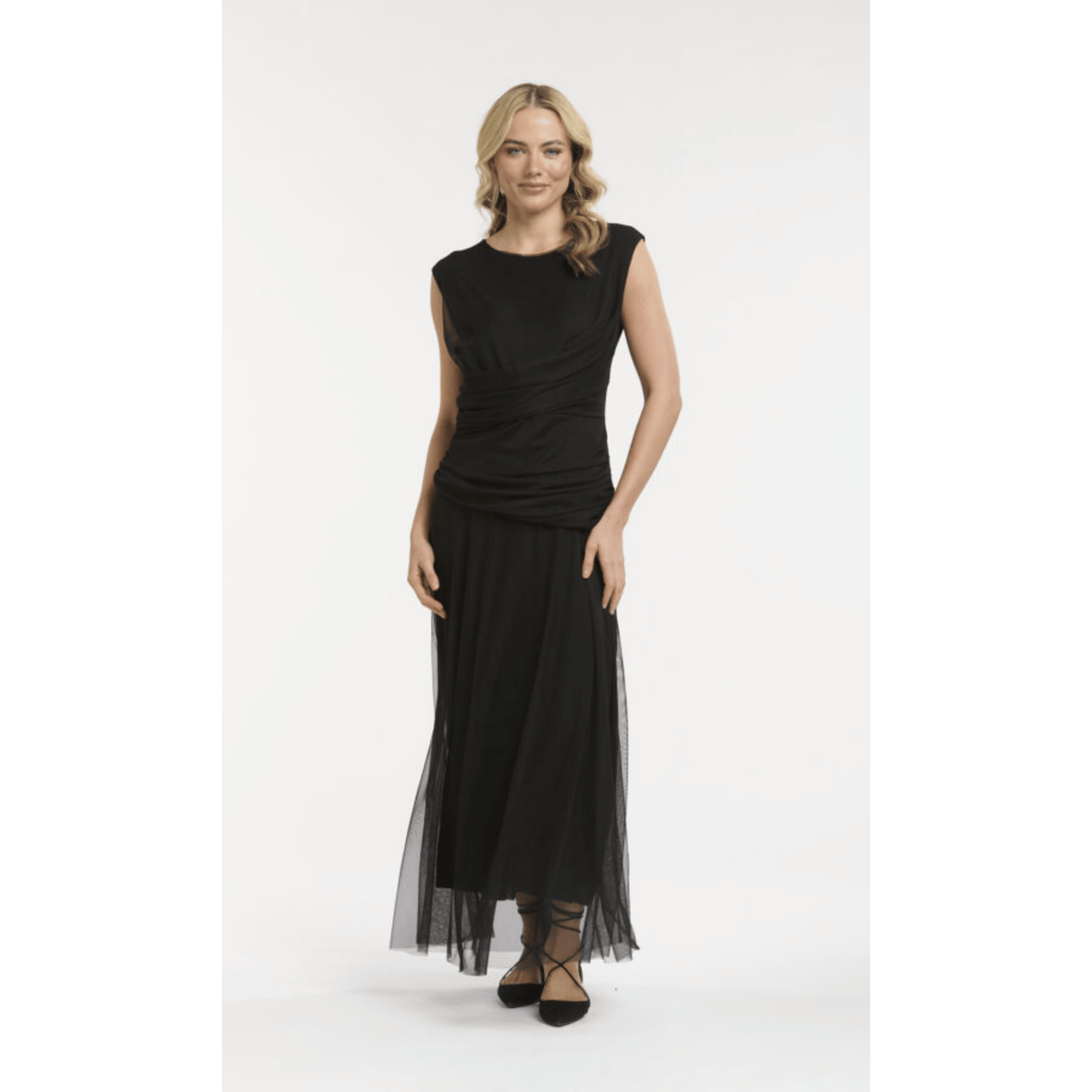 Genoa Ruched Maxi Dress | Black | Urban Luxury