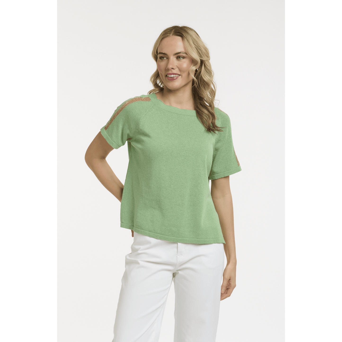 Francis Knit Top | Green/Gold