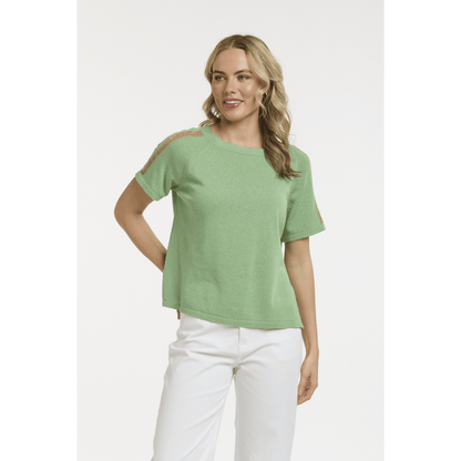 Francis Knit Top | Green/Gold