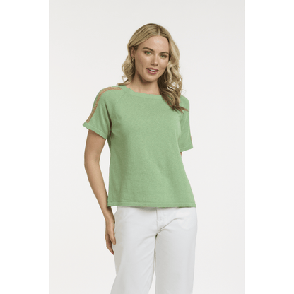 Francis Knit Top | Green/Gold