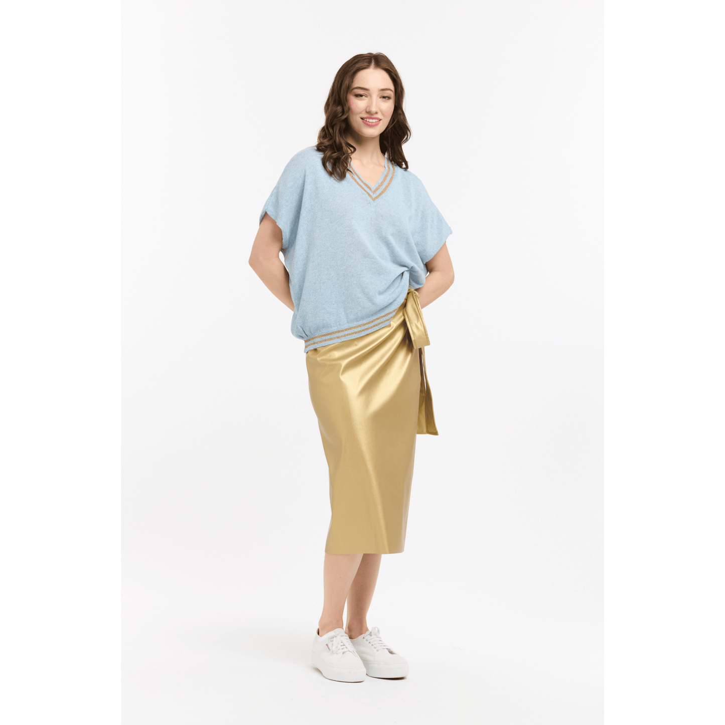 Beck Knit Top | Blue/Gold