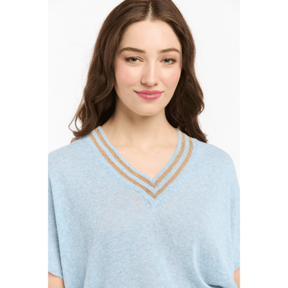 Beck Knit Top | Blue/Gold