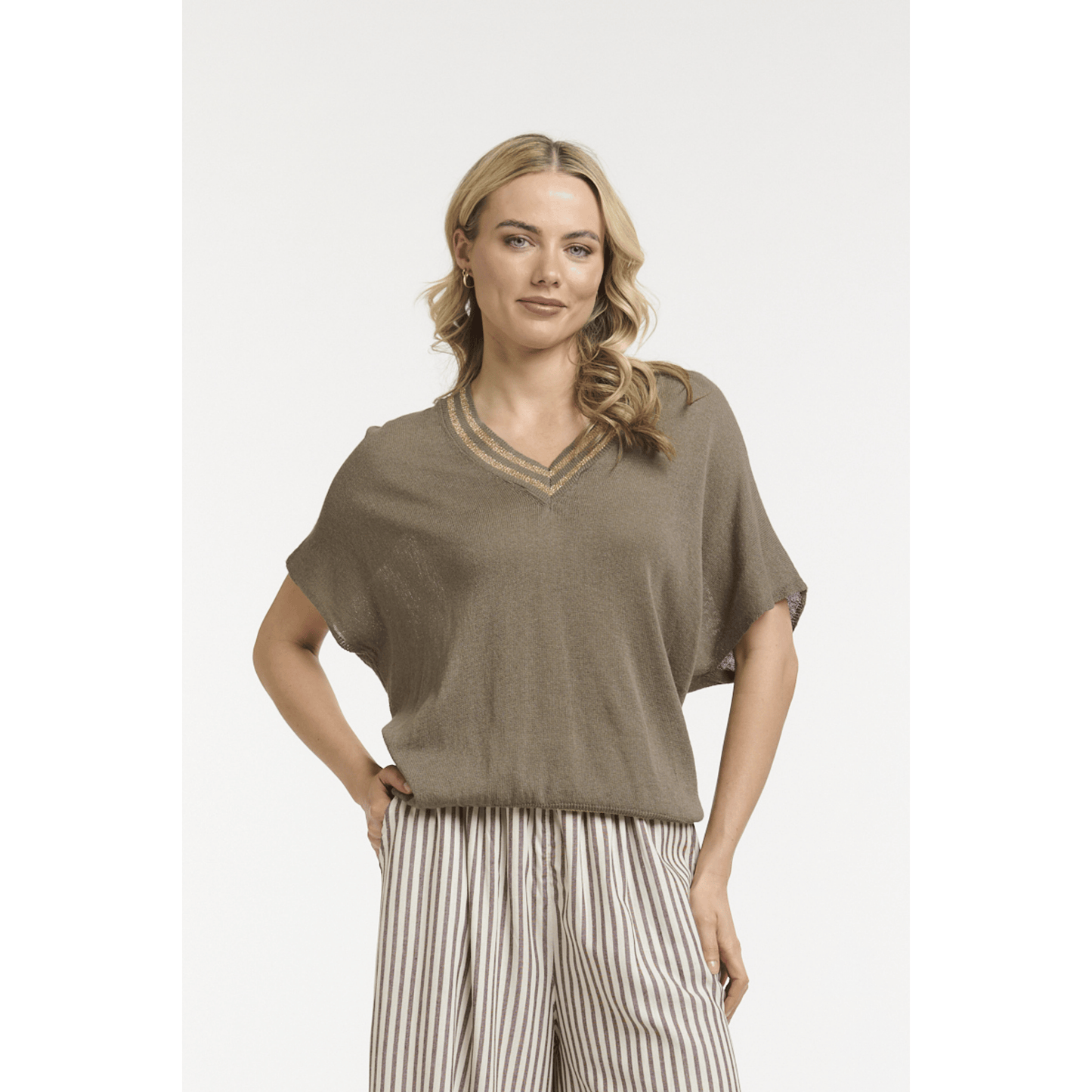 Beck Knit Top | Mud/Gold