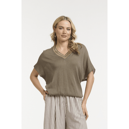 Beck Knit Top | Mud/Gold