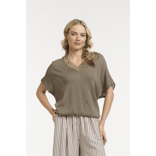 Beck Knit Top | Mud/Gold