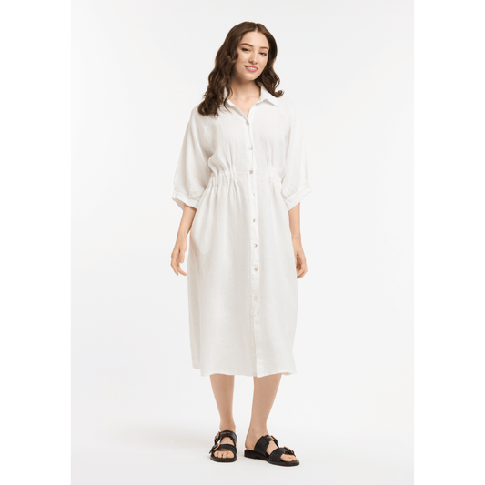 Peggy Linen Dress | White