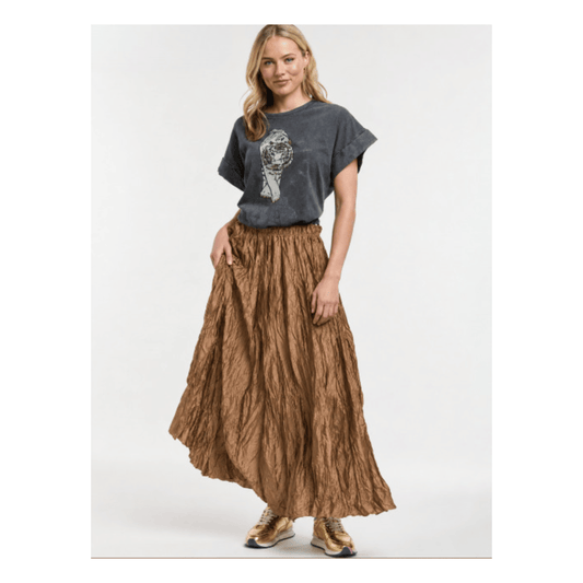 Sofia Crinkle Maxi Skirt | Caramel | Urban Luxury
