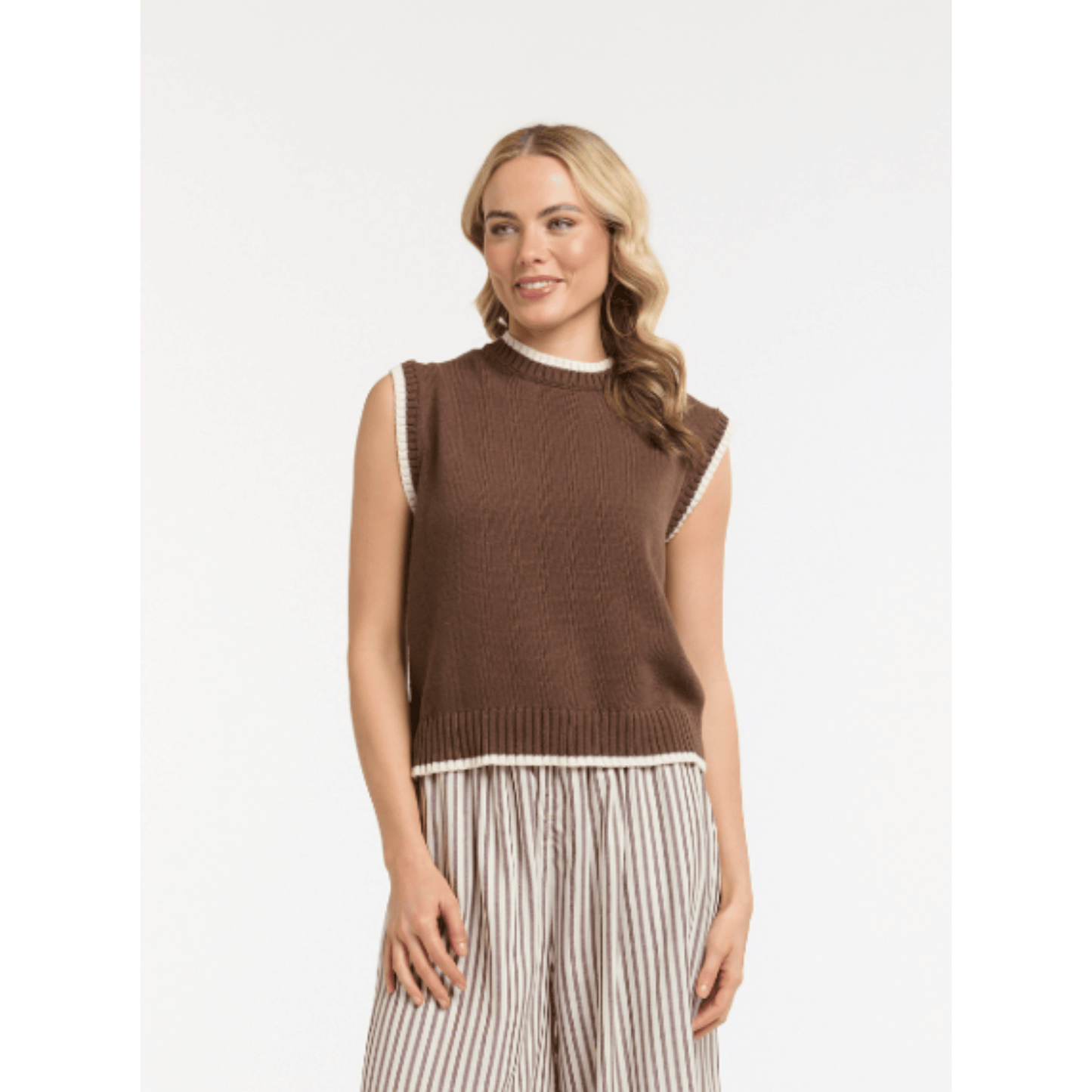 Basie Knit Vest | Choco/Cream
