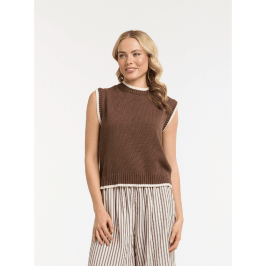 Basie Knit Vest | Choco/Cream