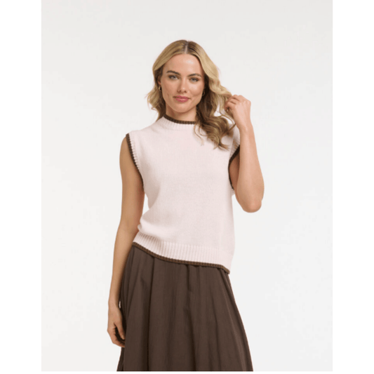 Basie Knit Vest | Pink/Choco