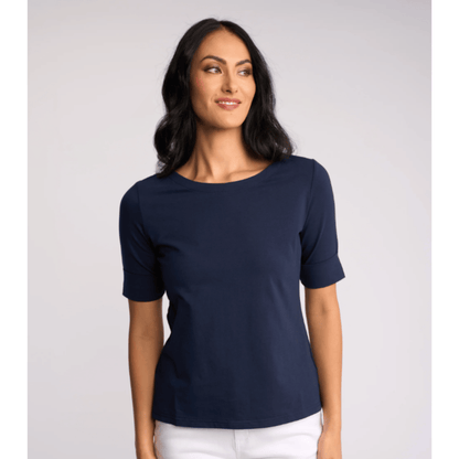 Boat Neck Top | Navy