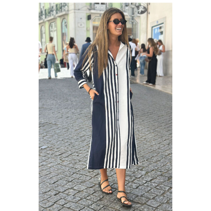 Elle Shirt Dress | Navy Stripe