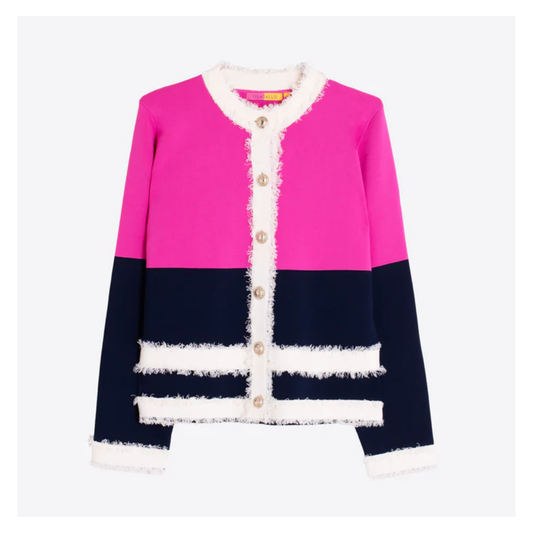 Dunmore Cardigan Jacket | Navy/Pink