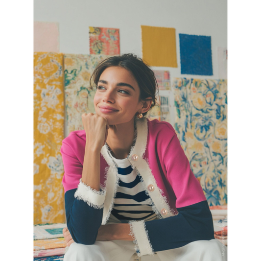 Dunmore Cardigan Jacket | Navy/Pink