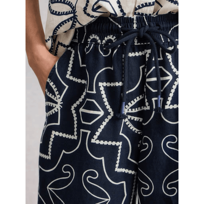 Ally Linen Wide Leg Pant | Navy