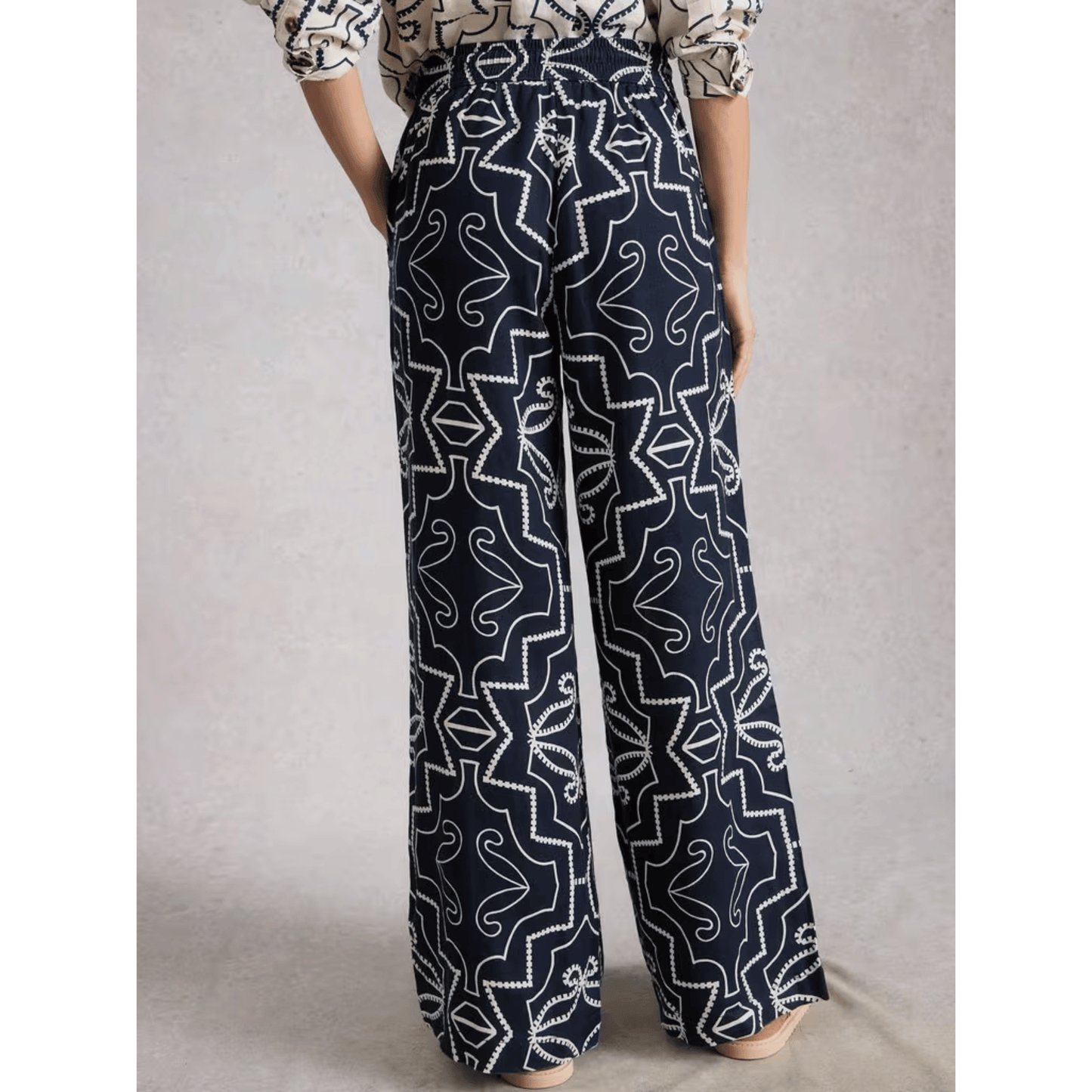 Ally Linen Wide Leg Pant | Navy