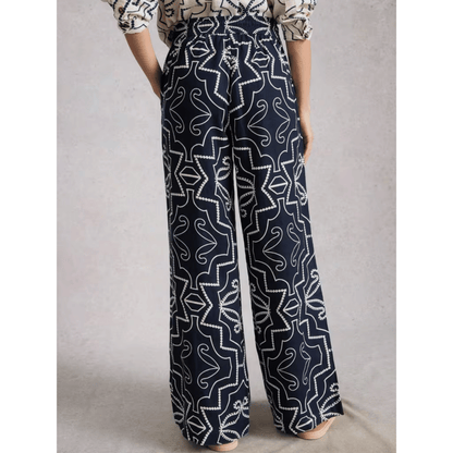 Ally Linen Wide Leg Pant | Navy