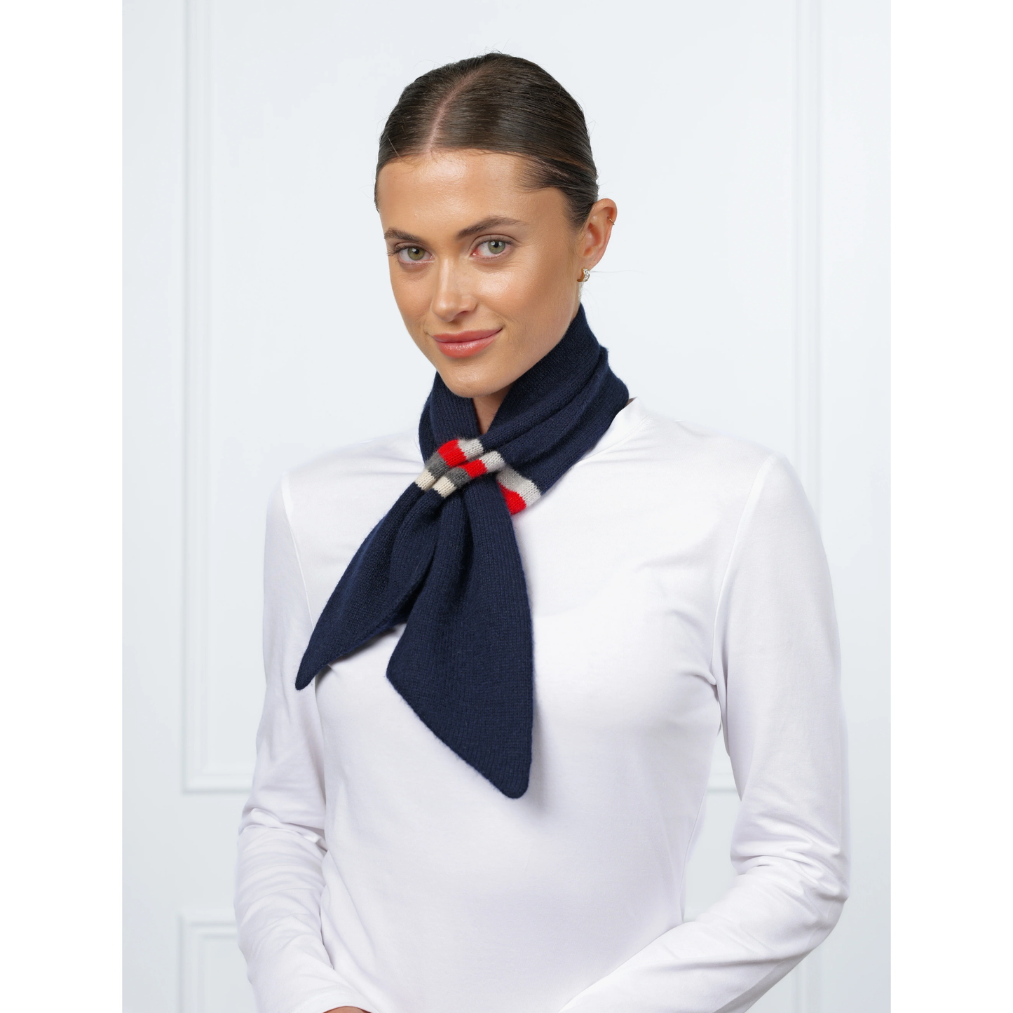 Louis Cashmere Twilly Stripe Scarf | Navy