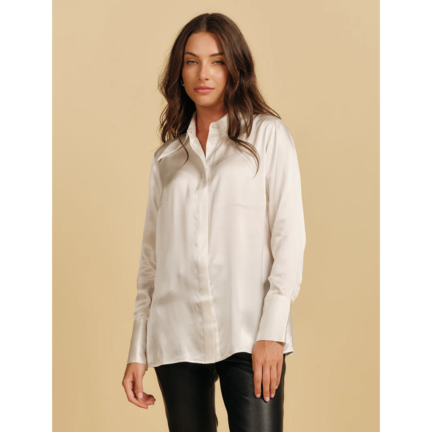 Zjoosh - Annalise Silk Shirt | Pearl White
