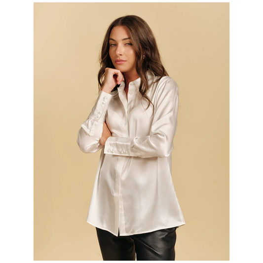 Zjoosh - Annalise Silk Shirt | Pearl White