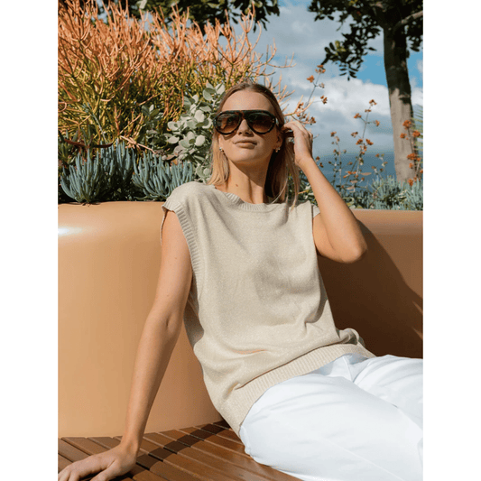 Carla Glitter Tank Top | Gold | Zjoosh