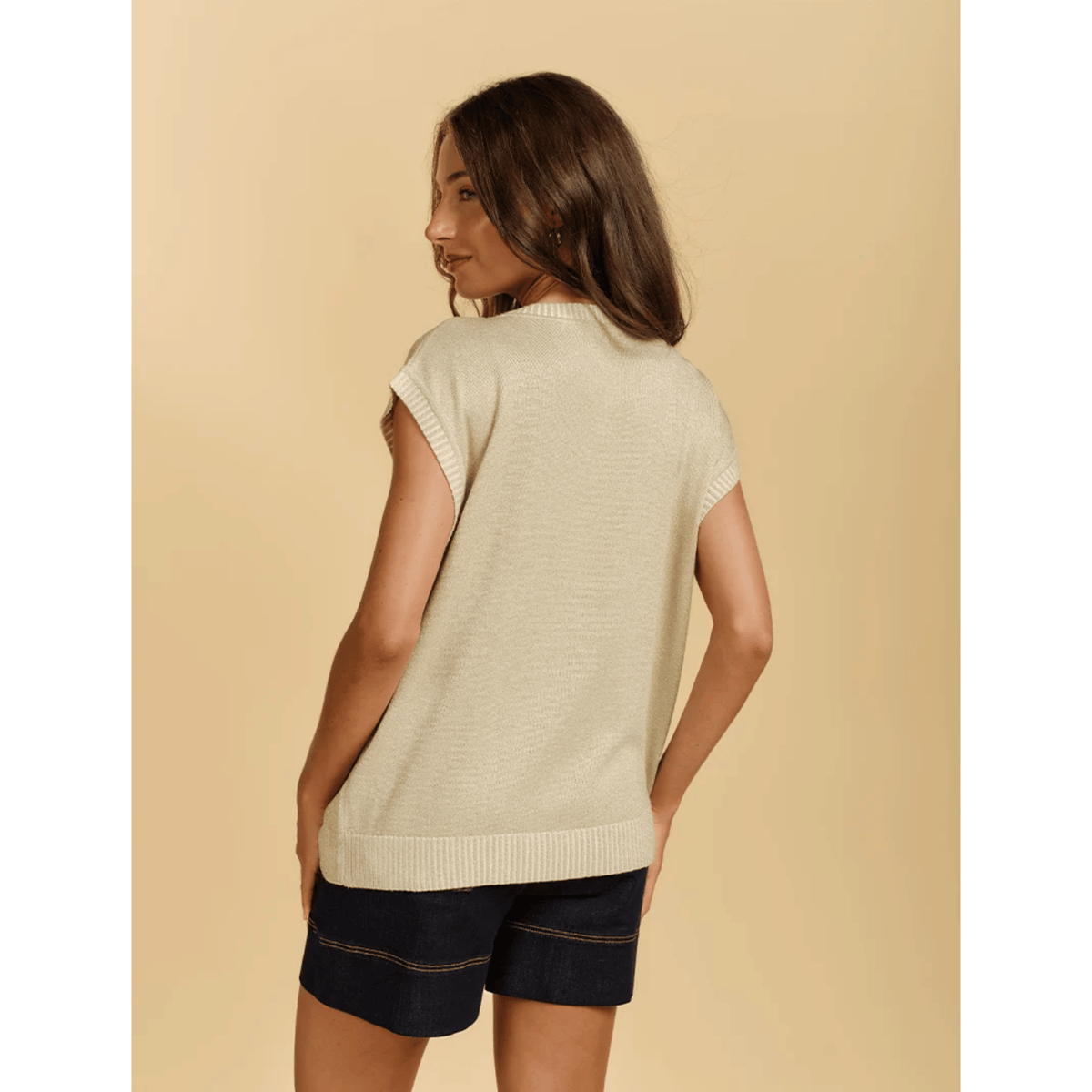 Carla Glitter Tank Top | Gold | Zjoosh