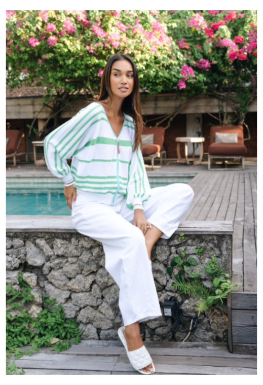 Malle Zip Cardigan | White