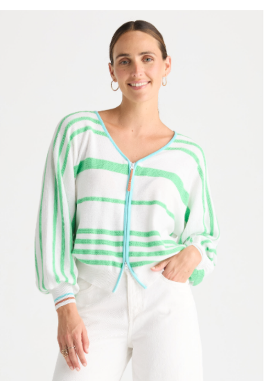 Malle Zip Cardigan | White