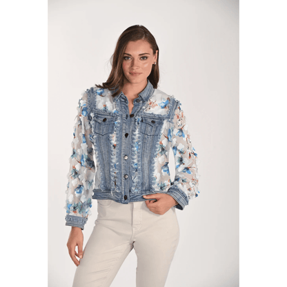 Frank Lyman - Santorini Denim Jacket | Floral Blue/Off White
