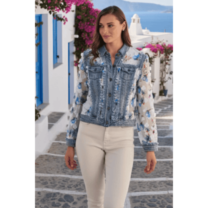 Frank Lyman - Santorini Denim Jacket | Floral Blue/Off White