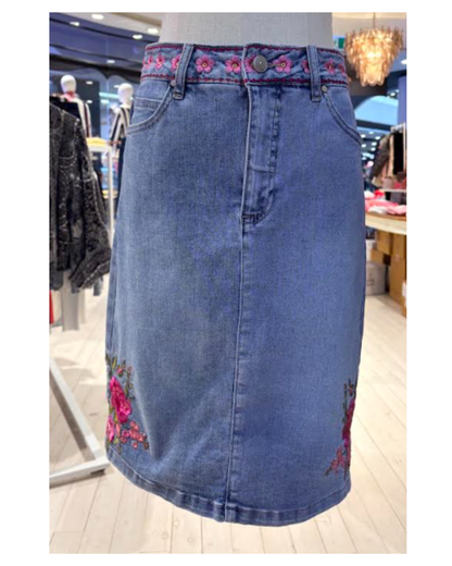 Atulcha Denim Skirt | Pink Flowers