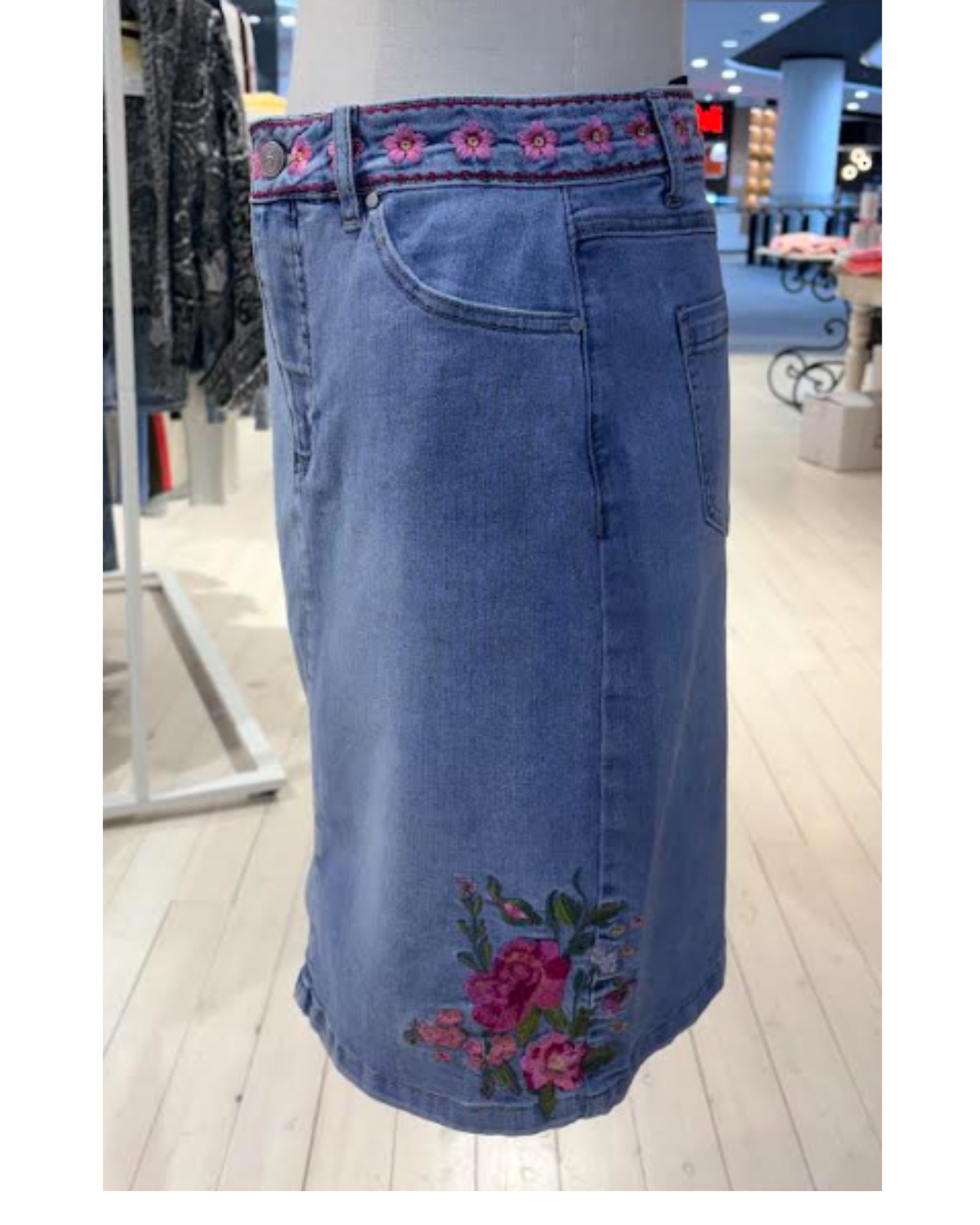 Atulcha Denim Skirt | Pink Flowers