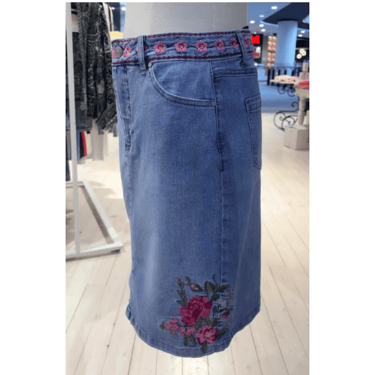 Atulcha Denim Skirt | Pink Flowers