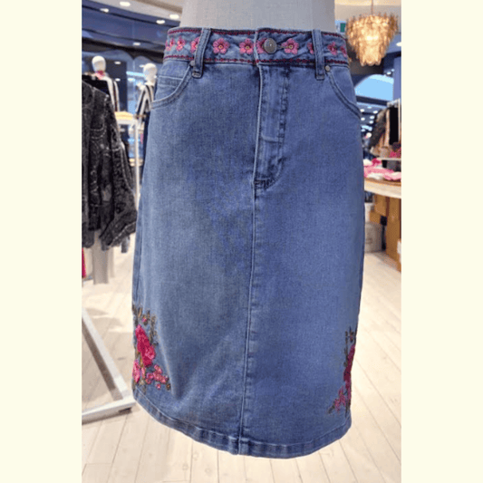 Atulcha Denim Skirt | Pink Flowers