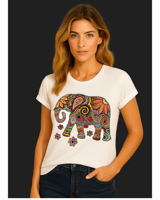 Peace Elephant Tee | White
