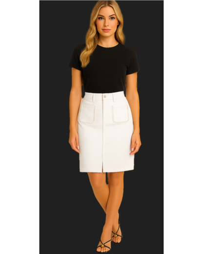 Kichwa Pearl Trim Skirt | White