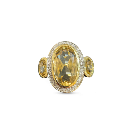 Jewellery 9K - Laura Ring | Citrine & Diamond | Hand Made - Size 7/N