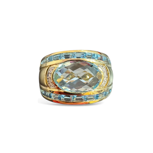 9k Jewellery - Michele Ring | Blue Topaz & Diamond