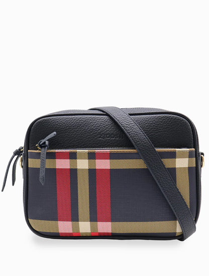 Zjoosh - Leah Check Cross Body Bag | Navy/Check