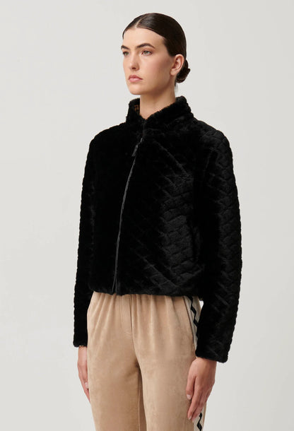Once Was - Rylie Reversible Print Faux Fur Jacket | Black Bromegrass
