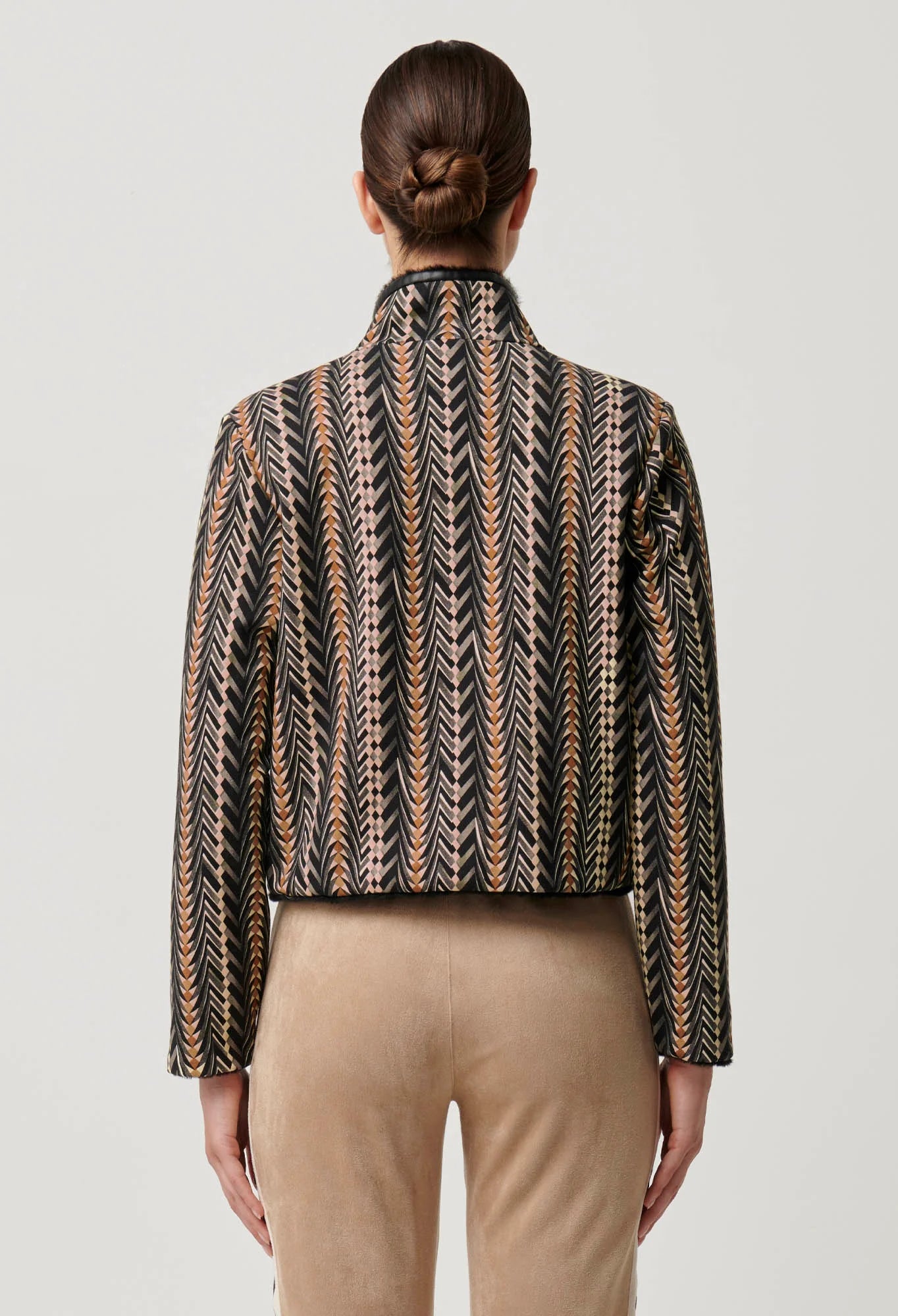 Once Was - Rylie Reversible Print Faux Fur Jacket | Black Bromegrass