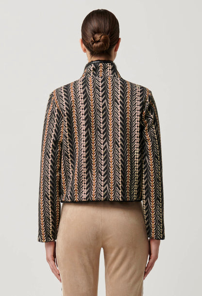 Once Was - Rylie Reversible Print Faux Fur Jacket | Black Bromegrass