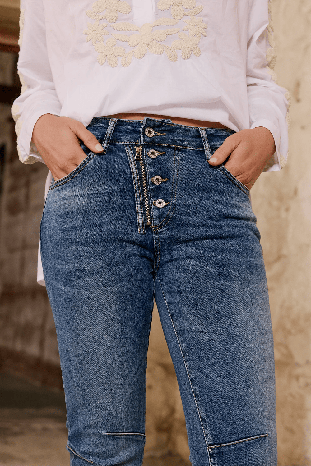 Italian Star - 4 Button Jean | Dark Denim