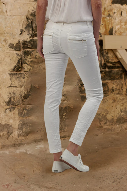 Italian Star - 4 Button Jean | White