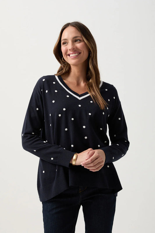 Goondiwindi Cotton - Sapphire V-Neck Swing Sweater
