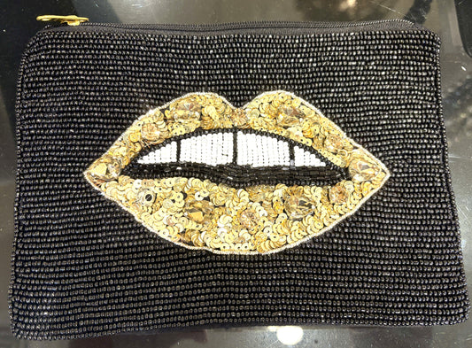 Lips Beaded Clutch - Large