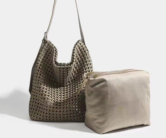 L'oro D'ora - Palma Woven Satin Tote Bag - with Inner pouch